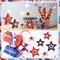 6 Pcs Patriotic Wooden Stars Signs Memorial Day Decorations Red White and Blue Embossed Star 4th of July Table Decor